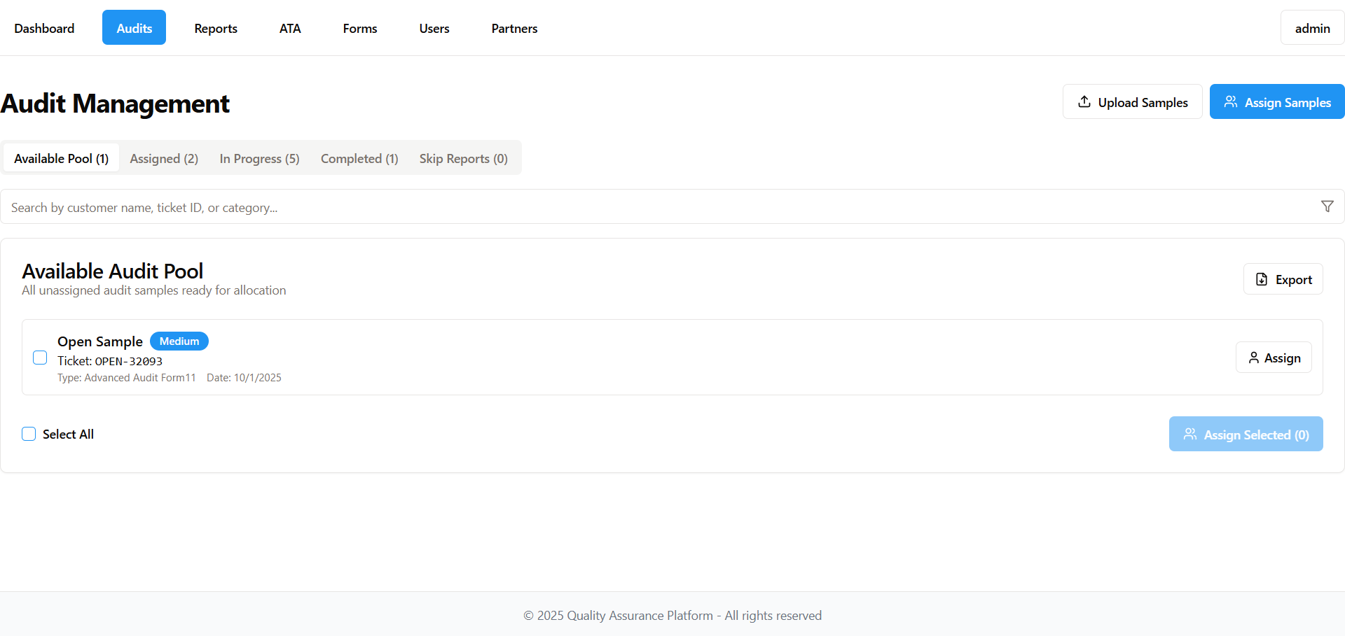Audit Sampling Management